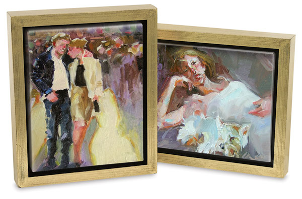 "Downtown", "Contentment" by Kim Roberti (Gold Leaf / Black Frame) 