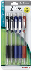 Mechanical Pencils, Assorted Barrel Colors, Package of 5