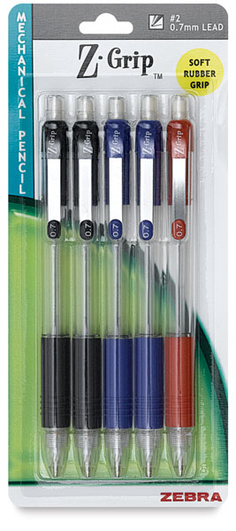 Mechanical Pencils, Assorted Barrel Colors, Package of 5
