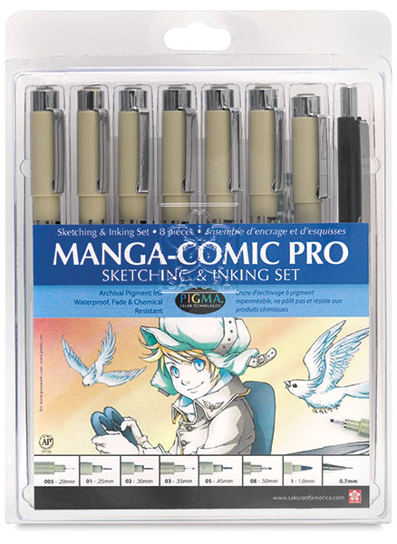 Manga Comic Pro Set, 8 Pieces