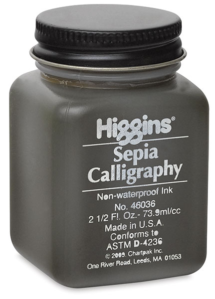 Sepia Non-Waterproof Calligraphy Ink, 2.5 oz Bottle