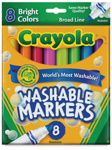 Set of 8, Bright Colors, Broad Tips