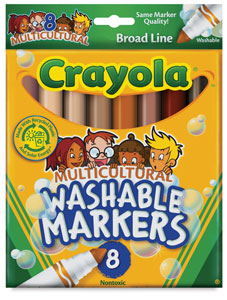 Set of 8 Markers, Multicultural, Broad Tips