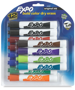 Chisel Tip Dry Erase Markers, Set of 12