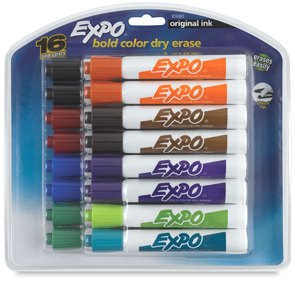 Chisel Tip Dry Erase Markers, Set of 16