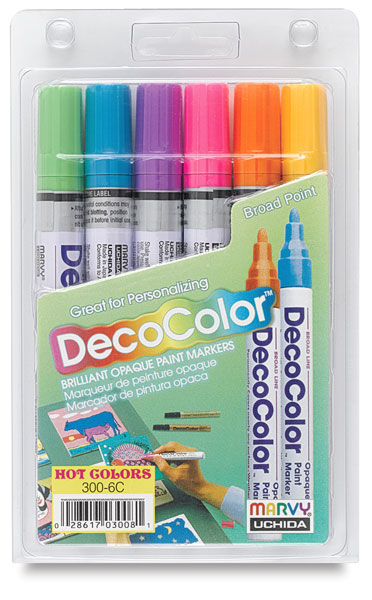 Hot Colors Set of 6, Broad Tip