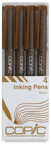 Set of 4 Fine Nib Sepia