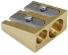 Wedge Brass Pencil Sharpener, Double Hole