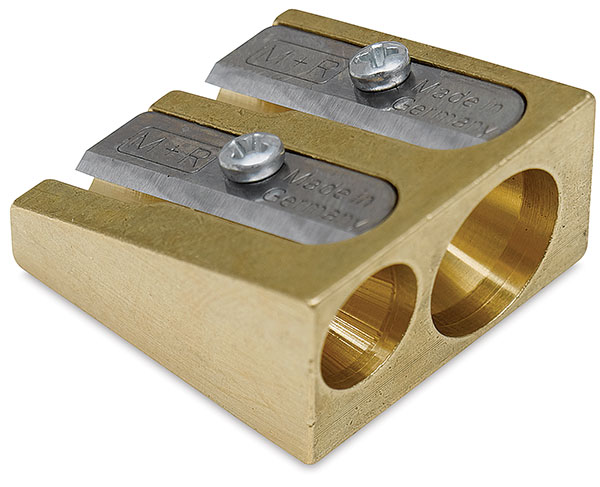 Wedge Brass Pencil Sharpener, Double Hole