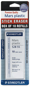 Retractable Stick Eraser Refill, Pkg of 10