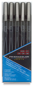 Black Fine Line Markers, Set of 5