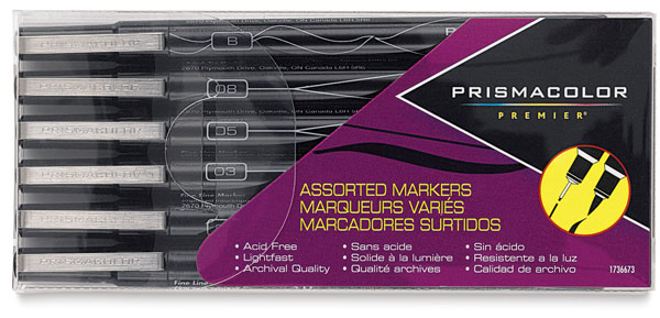Mixed Tip Markers, Set of 6 Black