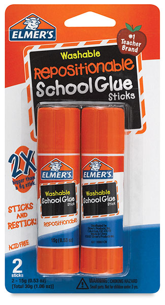 Washable Repositionable Glue Sticks, Pkg of 2