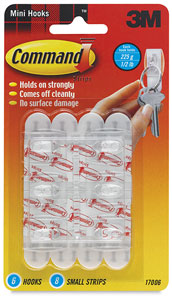 Adhesive Mini Hooks, Pkg of 6