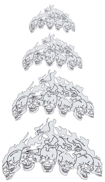 HotHeadz Hell Riders Templates, Set of 4