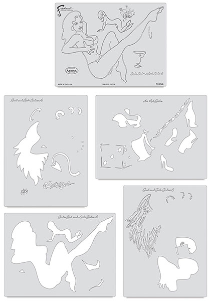 Pin Up Girlies Templates, Set of 5