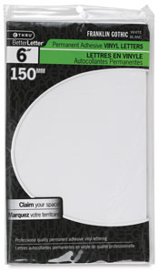 Franklin Gothic, White, 6", Permanent