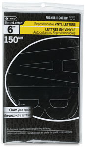 Franklin Gothic, Black, 6", Repositionable