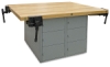 12-Locker Workbench with 4 Woodworking Vises, Large