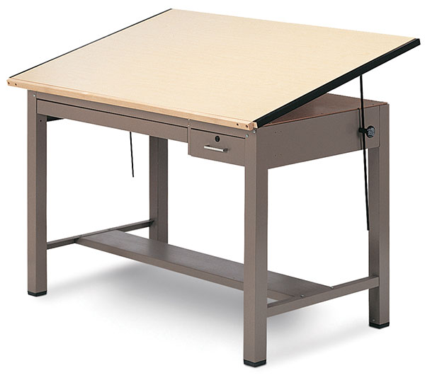 Four-Post Drafting Table with Tool Drawer and Plan Drawer