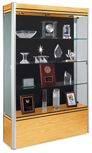 Full Display Case, Light Maple Base with Satin Frame and Black Backing