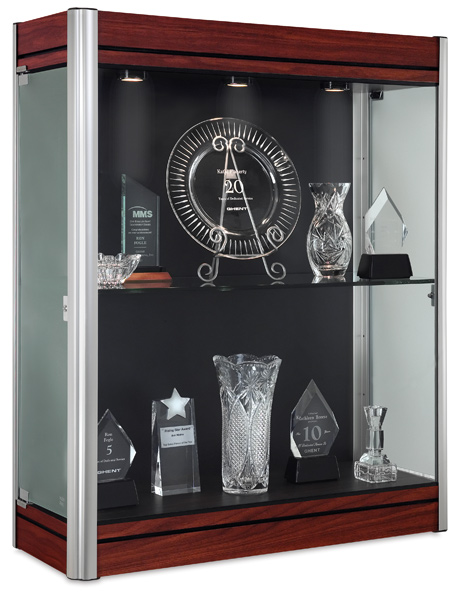 Wall Dispaly Case, Cherry Base with Satin Frame and Black Backing