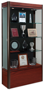 Medium Display Case, Cherry Base with Dark Bronze Frame and Black Backing