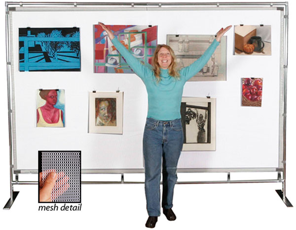 Freestanding Steel MeshPanel Display Wall, 7 ft&nbsp;&times; 10 ft