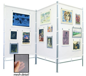 Zig Zag Aluminum MeshPanel Display Wall  w/ Three 4 ft &times 7 ft Panels 