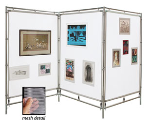 Zig Zag Steel Frame MeshPanel Display Wall  w/ Three 5 ft &times 7 ft Panels 
