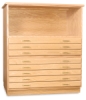 3-Drawer and 5-Drawer Files with Bookshelf, Base, and Cap in Natural Oak
