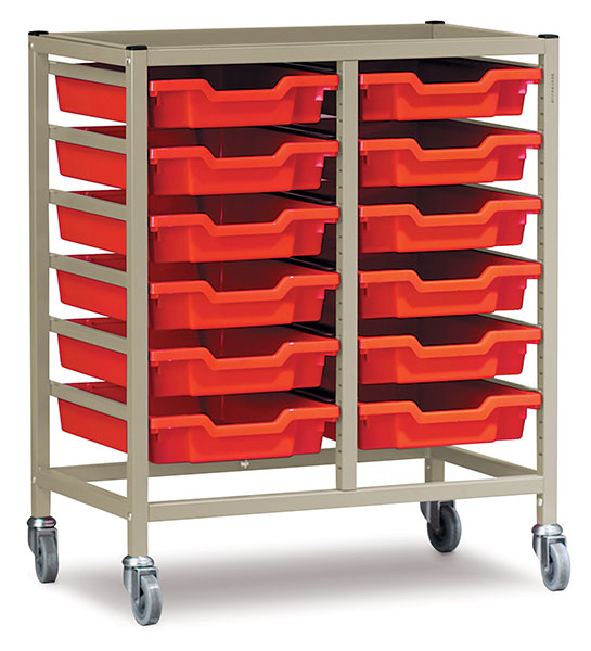 Double Column Cart, Shown with Small Trays