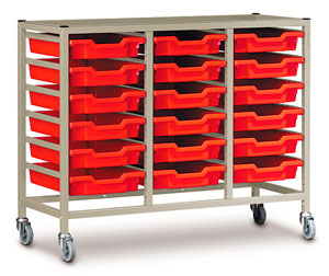 Triple Column Cart, Shown with Small Trays