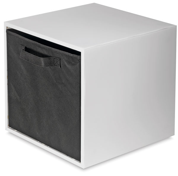 White Cube with Black Fabric Bin