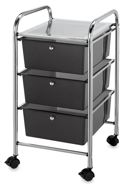 Mobile Storage Cart, 3-Drawer Smoke
