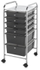 Mobile Storage Cart, 6-Drawer Smoke