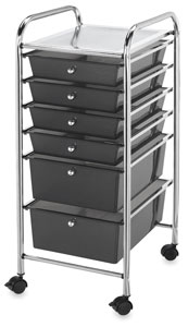 Mobile Storage Cart, 6-Drawer Smoke