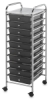 Mobile Storage Cart, 10-Drawer Smoke
