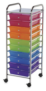 Mobile Storage Cart, 10-Drawer Multi