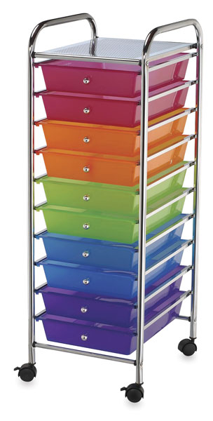 Mobile Storage Cart, 10-Drawer Multi