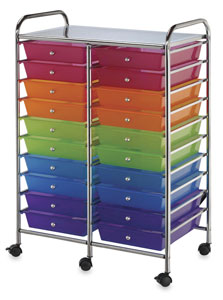 Mobile Storage Cart, 20-Drawer Multi