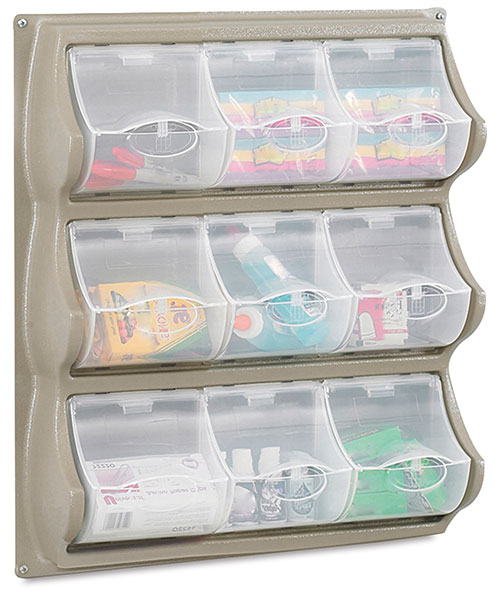 Panel with 9 Bins, Gray