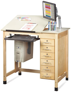 Drawing/CAD Table with 6 Drawers