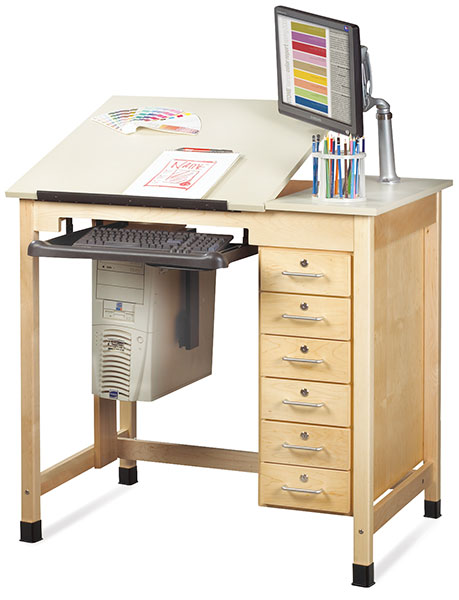 Drawing/CAD Table with 6 Drawers