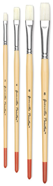 Flat Bristle Brushes, Set of 4