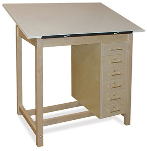 Six-Drawer Wood Drawing Table