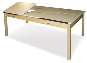 Four-Station Maple Drawing Table with Drawers