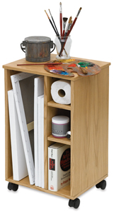 Mobile Taboret/Caddy, Natural Oak
