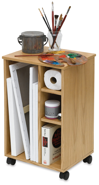 Mobile Taboret/Caddy, Natural Oak