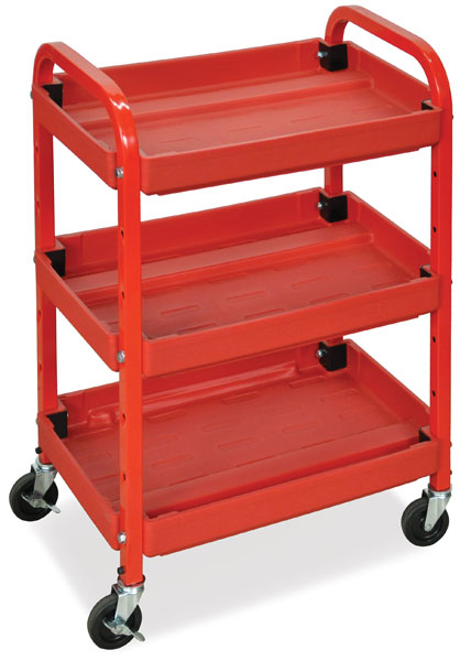Compact Adjustable-Height Utility Cart, Red